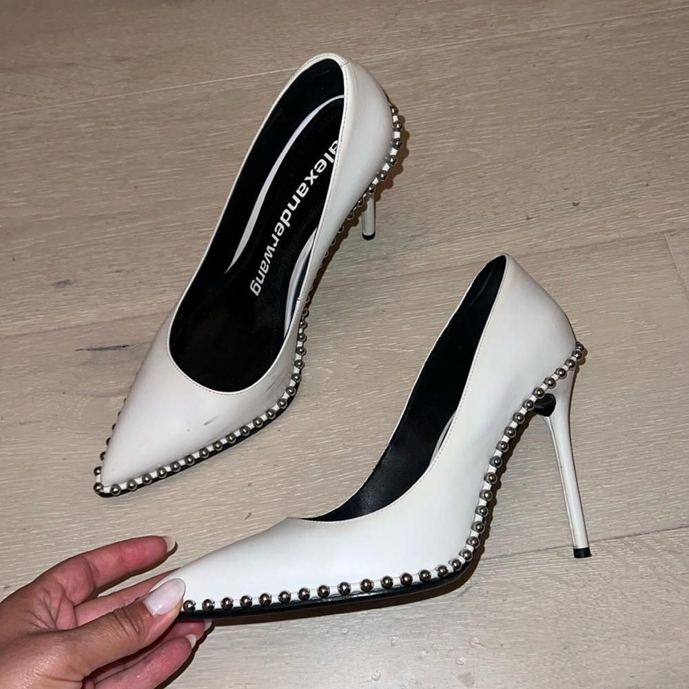 Alexander Wang embellished white pumps